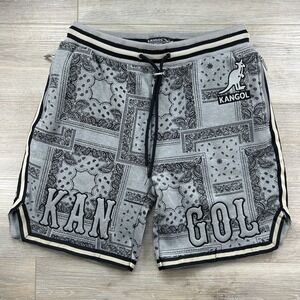 NWT Kangol‎ Men's Large Paisley Embroidered Logo Fleece Sweatshort Shorts
